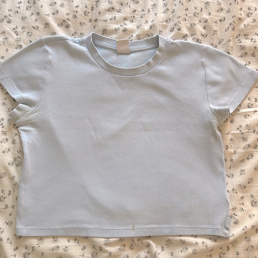 Tna light blue cropped crew waist homestretch TShirt